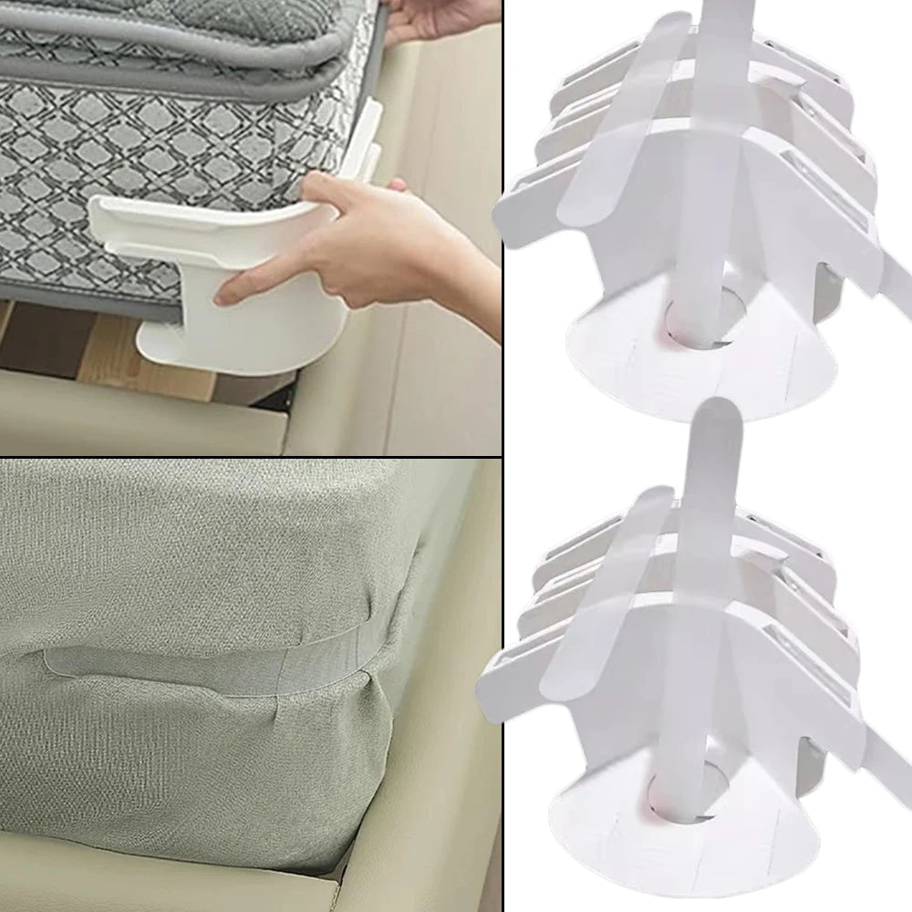 Universal Bedsheet Corner Tightener Clips Invisible Bedspread Secure Holder with Heavy-Duty Mattress Straps Sheets Slot Locks